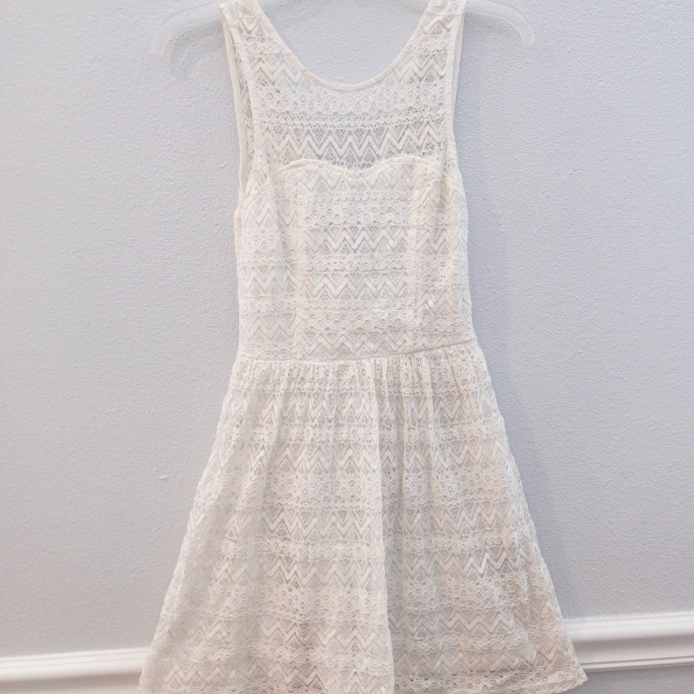 White Lace Pattern Dress